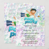Kleurrijke Bubbles Pool Party Verjaardagsfeest Kaart (Voorkant / Achterkant)