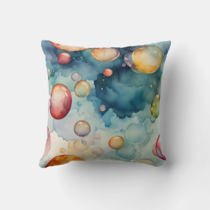 Kleurrijke Bubbles Waterverf Art Kussen