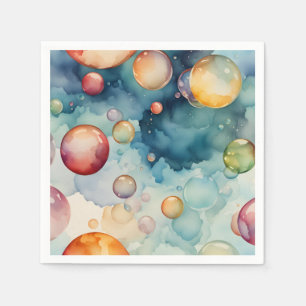 Kleurrijke Bubbles Waterverf Art Servet