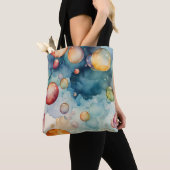 Kleurrijke Bubbles Waterverf Art Tote Bag (Dichtbij)