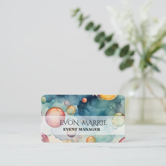 Kleurrijke Bubbles Waterverf Art Visitekaartje (Staand voorkant)