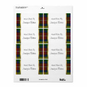Kleurrijke Buchanan Plaid Verpakkingsetiketten Etiket (Full Sheet)