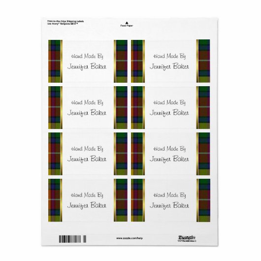 Kleurrijke Buchanan Plaid Verpakkingsetiketten Etiket (Full Sheet)