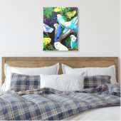 Kleurrijke Budgerigar Parketten Verpakt Canvas Afdruk (Insitu (Slaapkamer))