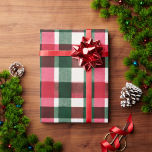 Kleurrijke Buffalo Plaid Kerstmis Cadeaupapier