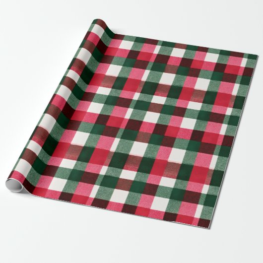 Kleurrijke Buffalo Plaid Kerstmis Cadeaupapier (Uitgerold)