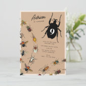 Kleurrijke  Bugs Kevers Kids Verjaardagsfeest Kaart (Staand voorkant)