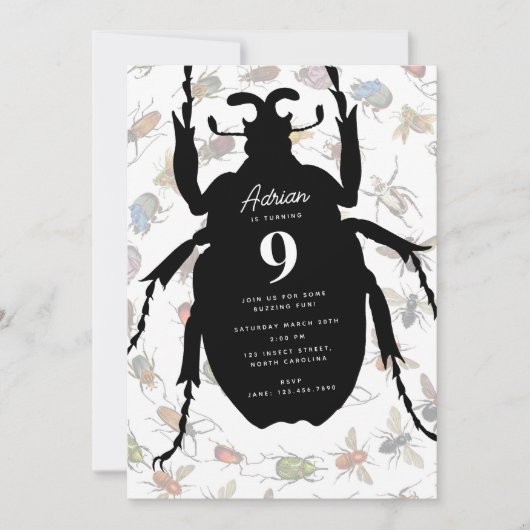 Kleurrijke Bugs Kevers Verjaardagsfeest Thema Kaart (Voorkant)