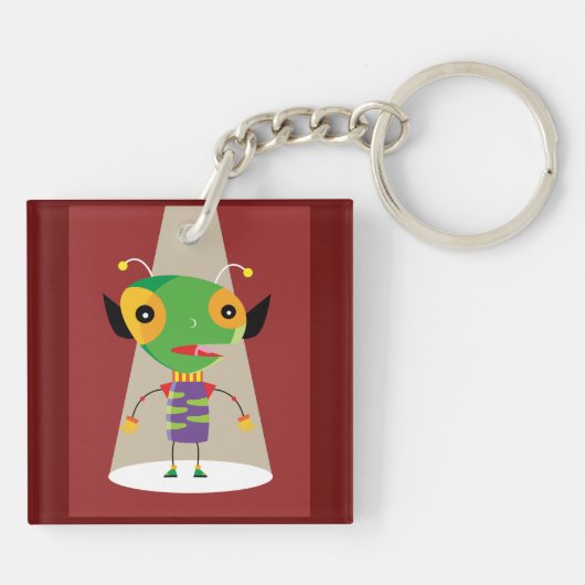 Kleurrijke buitenaardse mier in de schijnwerpers Q Sleutelhanger (Achterkant)