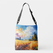 Kleurrijke  buitenillustratie crossbody tas (Achterkant)