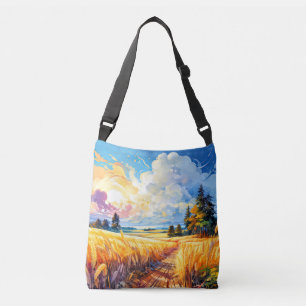 Kleurrijke  buitenillustratie crossbody tas