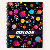 Kleurrijke buitenruimte planeten sterrenstelsel st notitieboek (Voorkant)