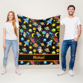 Kleurrijke Buitenruimte Zwart Fleece Deken