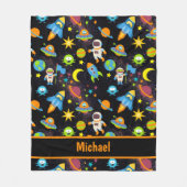 Kleurrijke buitenruimte zwart fleece deken (Voorkant)