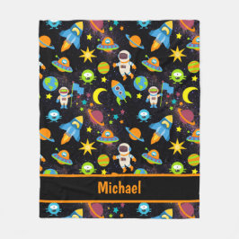 Kleurrijke buitenruimte zwart fleece deken