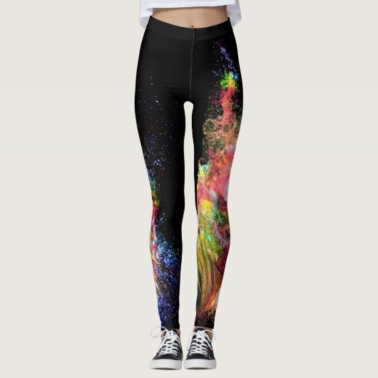 Kleurrijke buitenruimtesonde minimalistische vrouw leggings (Voorkant)