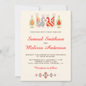 Kleurrijke Bulgaarse Folk Art bruiloft uitnodiging (Voorkant)