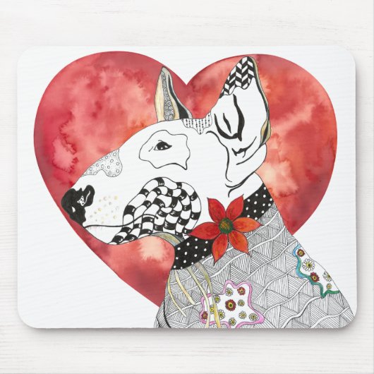 Kleurrijke Bull Terrier Muismat (Voorkant)