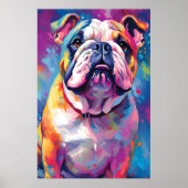 Kleurrijke Bulldog Art Poster (Voorkant)