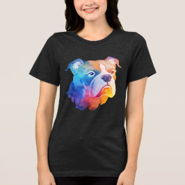 Kleurrijke Bulldog Art Tri-Blend Shirt
