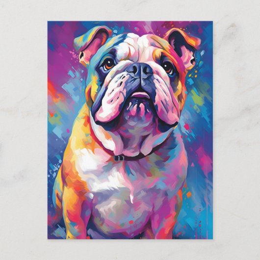 Kleurrijke Bulldog Briefkaart (Voorkant)