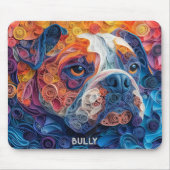 Kleurrijke Bulldog Paper Quilling Portret Muismat (Voorkant)