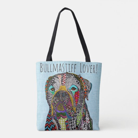 Kleurrijke Bullmastiff Lover Canvas tas (Achterkant)