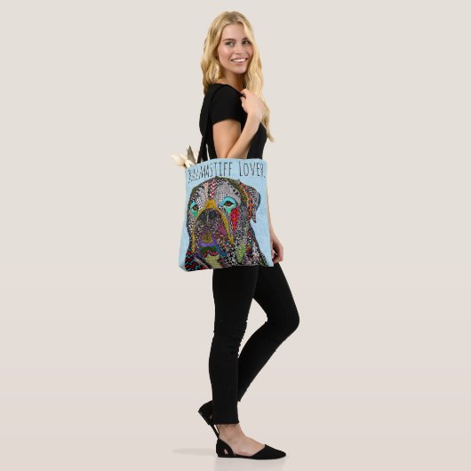Kleurrijke Bullmastiff Lover Canvas tas (Op model)