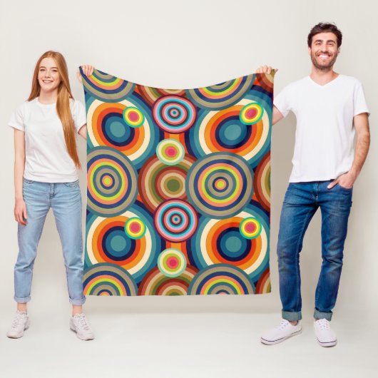 Kleurrijke Bullseyes Fleece Deken (In situ)