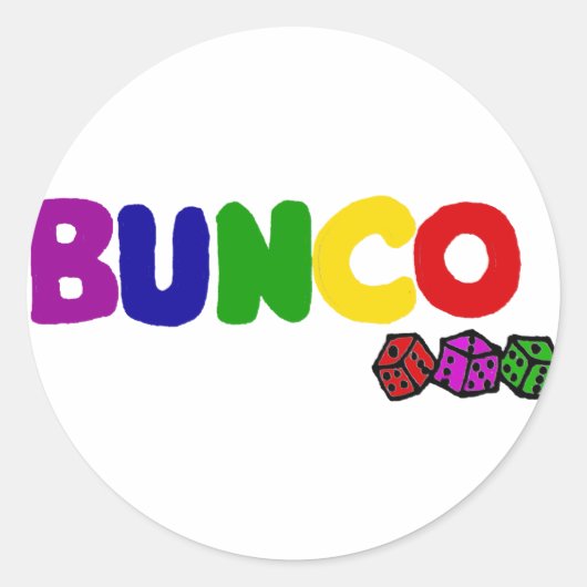 Kleurrijke Bunco- en Dice-kunst Ronde Sticker (Voorkant)
