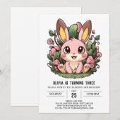 Kleurrijke Bunny Digitale Verjaardag Kaart (Voorkant / Achterkant)