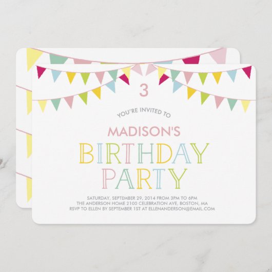 Kleurrijke bunting | Aanbesteding op zondag Kaart (Voorkant / Achterkant)