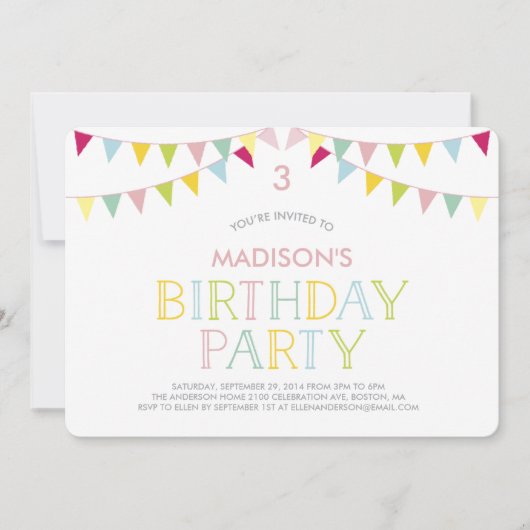 Kleurrijke bunting | Aanbesteding op zondag Kaart (Voorkant)