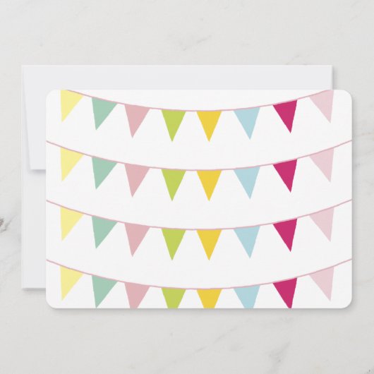 Kleurrijke bunting | Eerste uitnodiging (Achterkant)