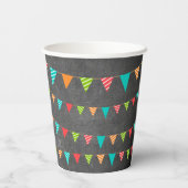 Kleurrijke Bunting Flags Chalkboard Verjaardagsfee Papieren Bekers (Achterkant)