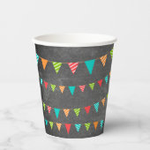 Kleurrijke Bunting Flags Chalkboard Verjaardagsfee Papieren Bekers (Voorkant)