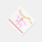 Kleurrijke bunting kinder 7e verjaardag naam serve servet (Hoek)