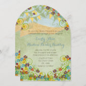 Kleurrijke Bunting Pennant Swirly Floral Bruiloft Kaart (Voorkant / Achterkant)