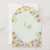 Kleurrijke Bunting Pennant Swirly Floral Bruiloft Kaart (Achterkant)