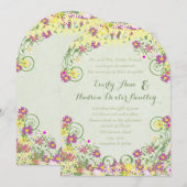 Kleurrijke Bunting Pennant Swirly Floral Bruiloft Kaart (Voorkant / Achterkant)