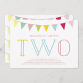 Kleurrijke bunting | Tweede uitnodiging (Voorkant / Achterkant)