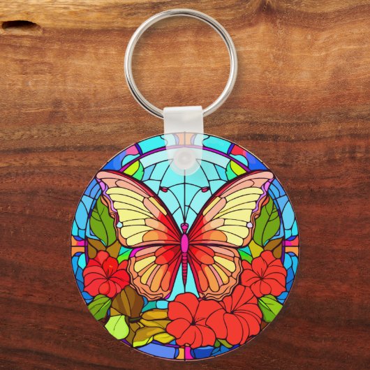 Kleurrijke Butterfly Art Keychains Sleutelhanger (Voorkant)