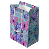 Kleurrijke Butterfly Gift Bag Medium Cadeauzakje (Achterkant Gekanteld)