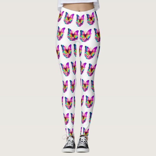 Kleurrijke Butterfly ontwerp Leggings (Voorkant)