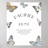 Kleurrijke Butterfly Pacifier Hunt Baby shower spe Poster (Voorkant)
