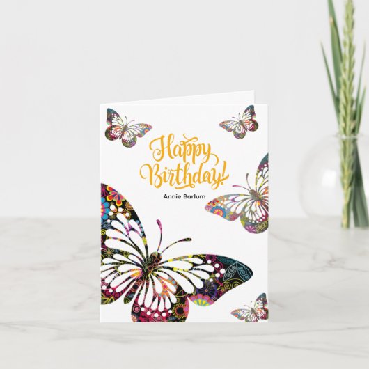 Kleurrijke Butterfly Verjaardag Kaart (Voorkant)
