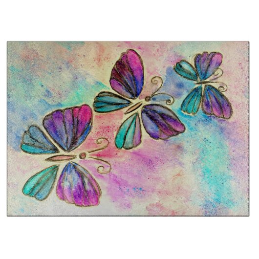 Kleurrijke Butterfy Cutting Board Spring Snijplank (Voorkant)