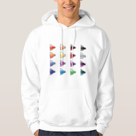 Kleurrijke Button-pictogrammen Hoodie (Voorkant)