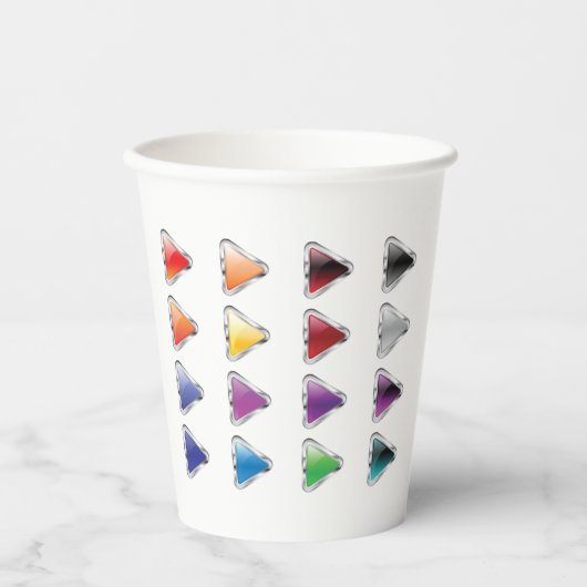 Kleurrijke Button-pictogrammen Papieren Bekers (Voorkant)