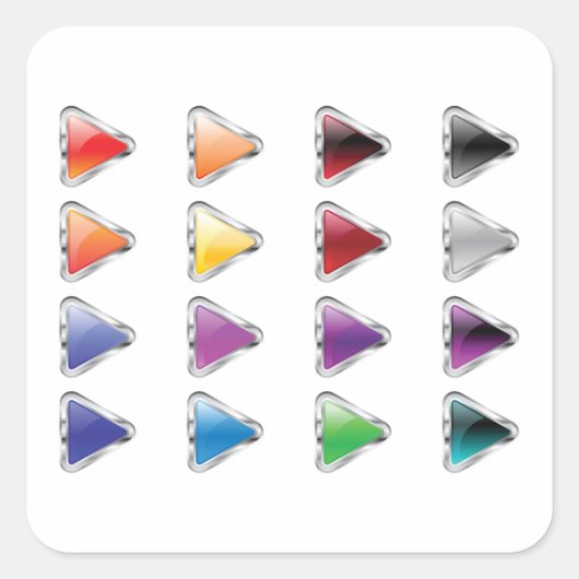 Kleurrijke Button-pictogrammen Vierkante Sticker (Voorkant)